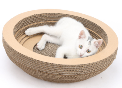Oversized Pet Board Bowl with Big Cat Toys - Corrugated Box for Cat Scratching with Mint