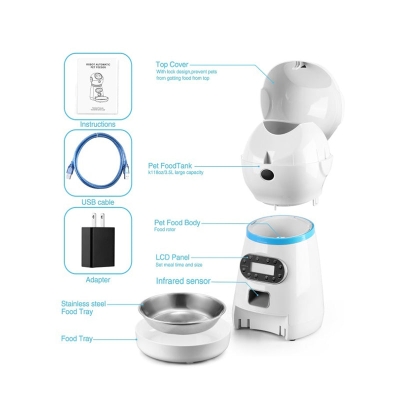 3.5L Automatic Pet Feeder Smart Food Dispenser For Cats Dogs Timer Stainless Steel Bowl Auto Dog Cat Pet Feeding Pet Supplies