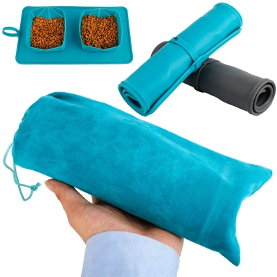 Collapsible Pet Dog Silicone Bowl Portable Travel Double Bowl
