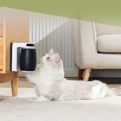 Automatic Cat Self Groomer - Wall Corner Brush for Soft Cat Scratching and Grooming